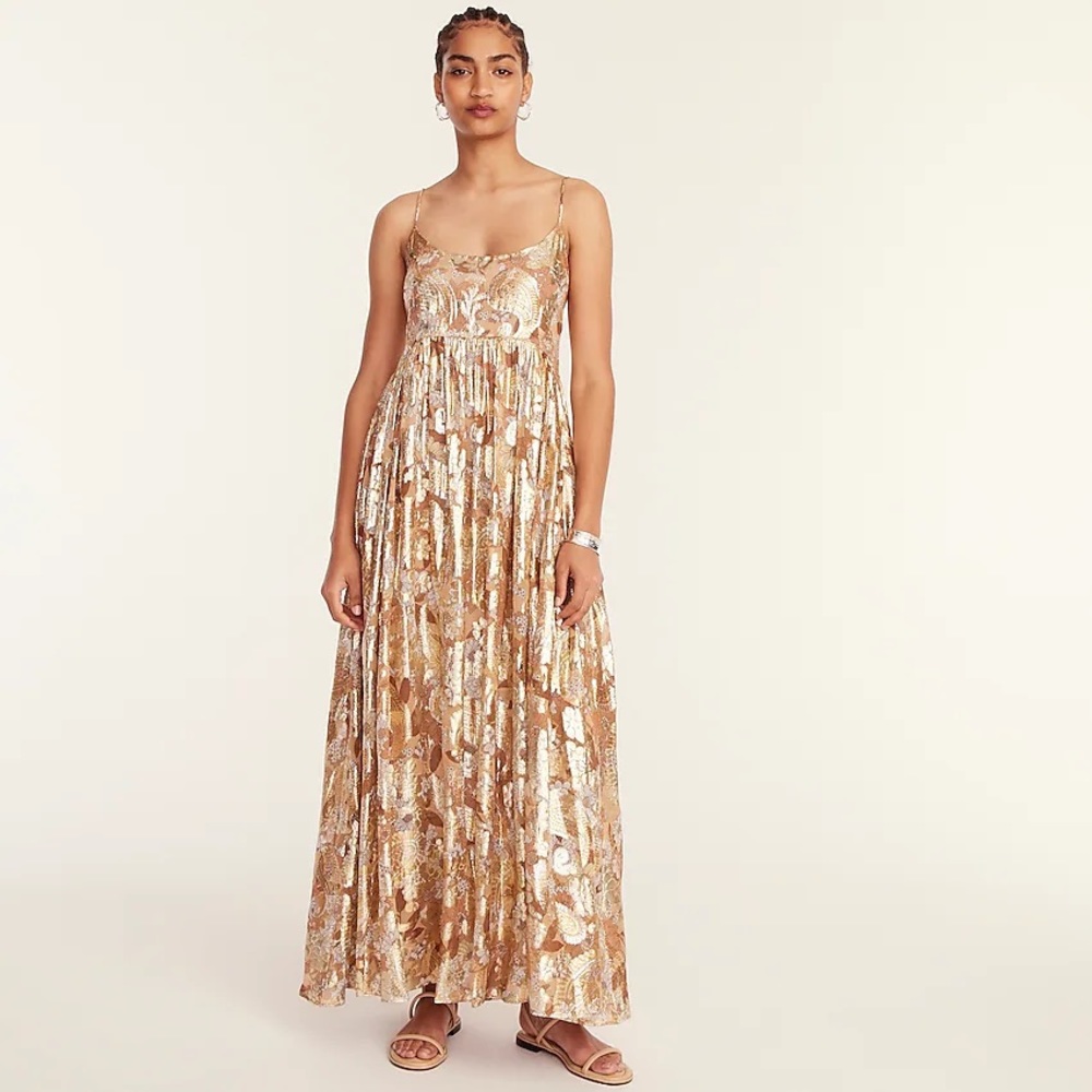 J.CREW Collection scoopneck dress in Lurex® chiffon — size 00